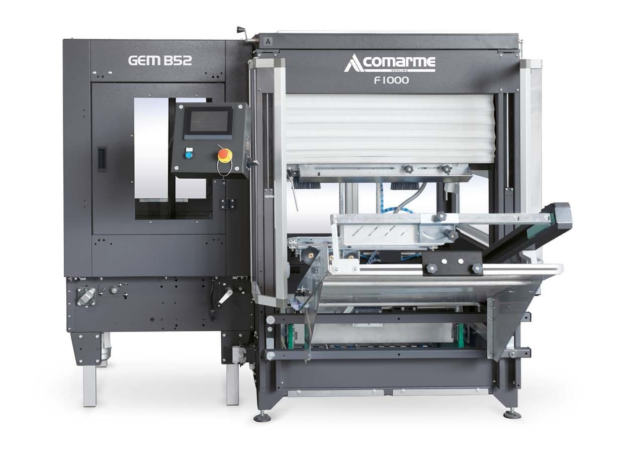 Formeuse de cartons automatique Comarme F1000 avec scotcheuse de fond GEM B52 Comarme F1000 + GEM B52 2026 Neuf — matériel professionnel d'occasion reconditionné Smart Reuse