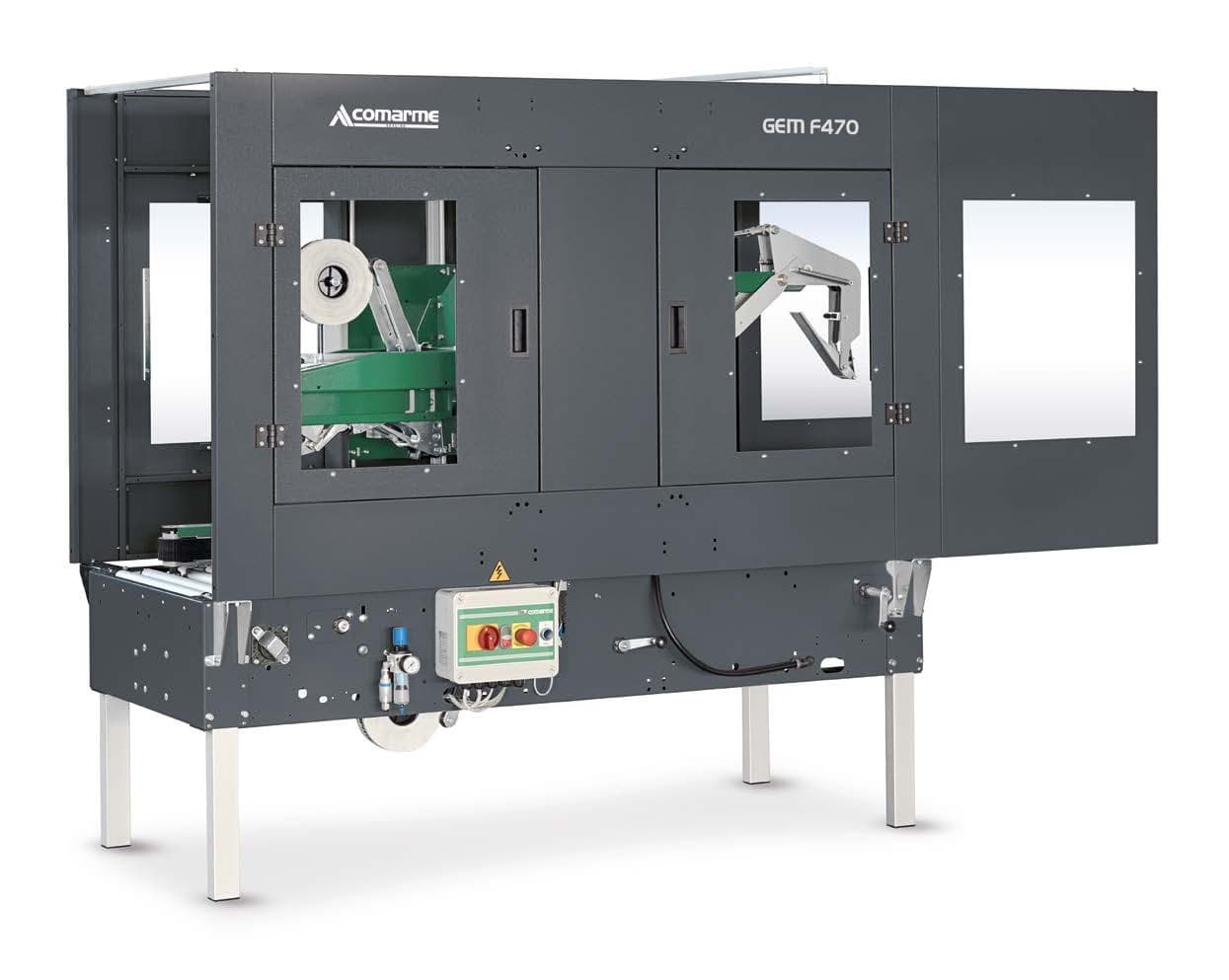 Fermeuse de cartons automatique Comarme GEM F470 avec fermeture des rabats Comarme GEM F470 2026 Neuf — matériel professionnel d'occasion reconditionné Smart Reuse